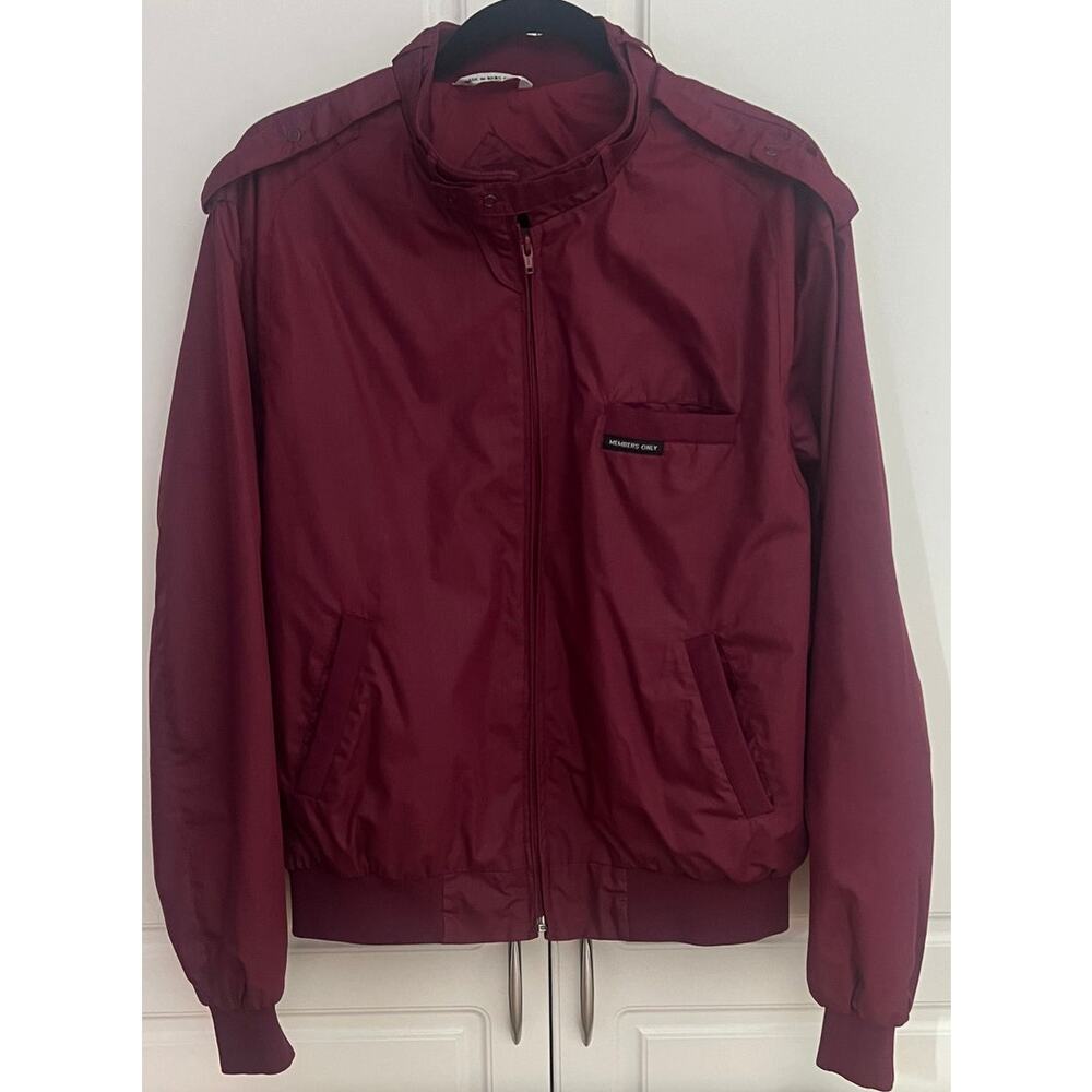 Vintage 1980's Members Only Burgundy Bomber Jacket by Europe Craft Size 44(L)